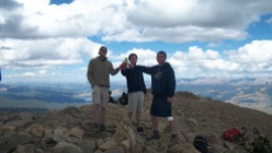 John with Micah and Eli at the top of Mt. Elbert. John was the trail guide for this adventure. He and his family are good friends of ours.