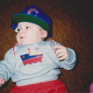 Steve creating a Cub fan at a young age. Winter 1988